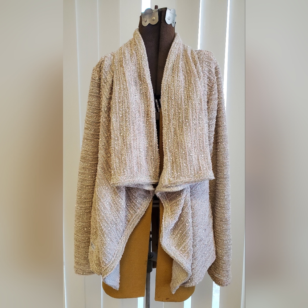 NWT ByTavi Women's Champagne Blush Asymmetrical Cardigan Sweater Sz Med